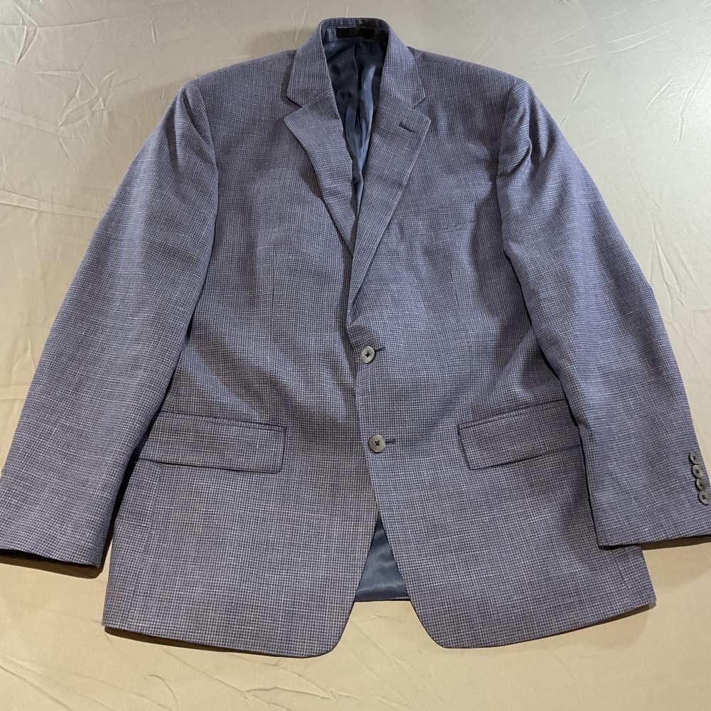 Ralph Lauren Men's Blazer Sport Coat 42R Blue Micro Check Wool Suit Jacket